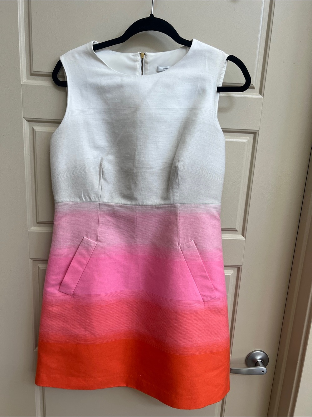 Diane Von Furstenberg Carpreena Dress Sz 12 Sleeveless Ombre wedding guest chic - Picture 3 of 10